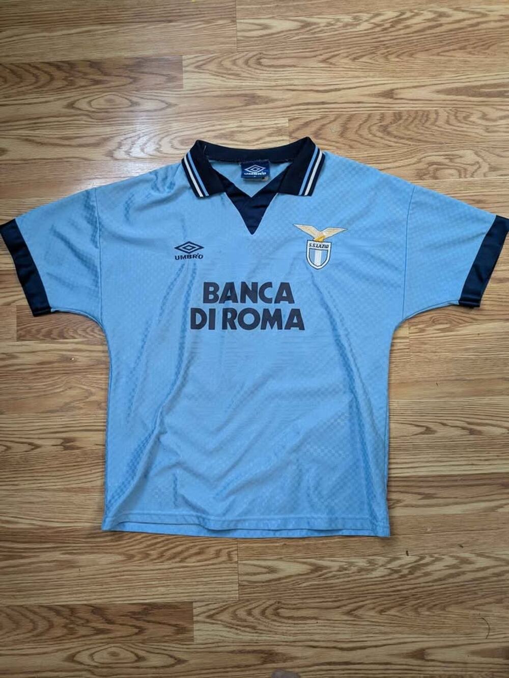 Vintage 1995-1996 SS Lazio Home Jersey Umbro Banca Di Roma Calcio - Adult M